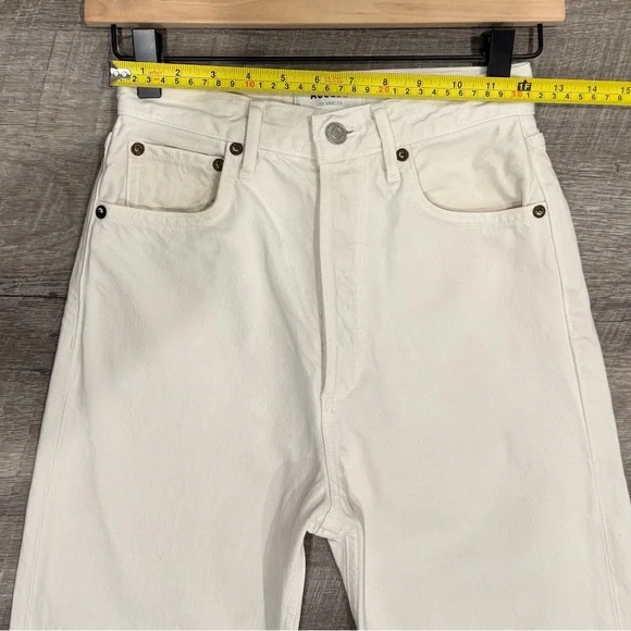 Agoldie 90s White High Rise Pinch Waist White Jeans – Size 23 - Picture 7 of 13